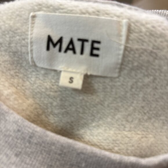 MATE the Label Organic Fleece Shrunken Crew Neck Sweatshirt Heather Grey Small - Picture 9 of 9